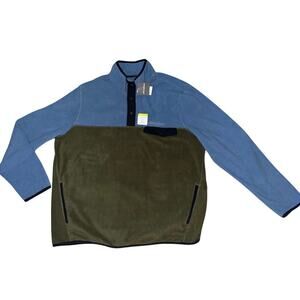 Eddie Bauer Men’s Chutes Snap Mock Microfleece Pullover Size 2XL Olive/Blue NWT
